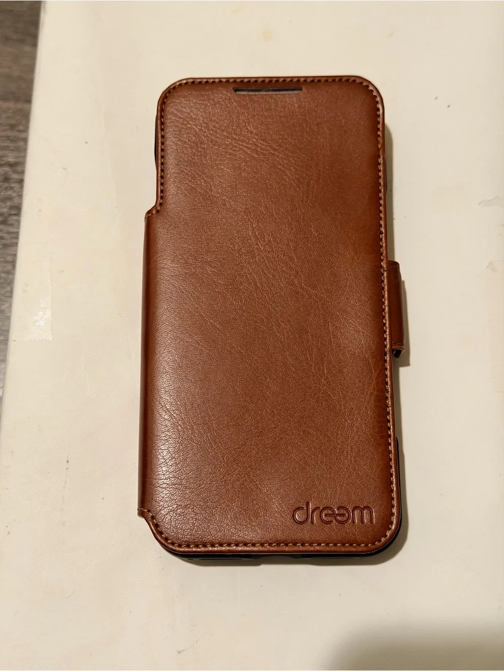 Premium Tan Leather Wallet Case with Card Pocket for iPhone